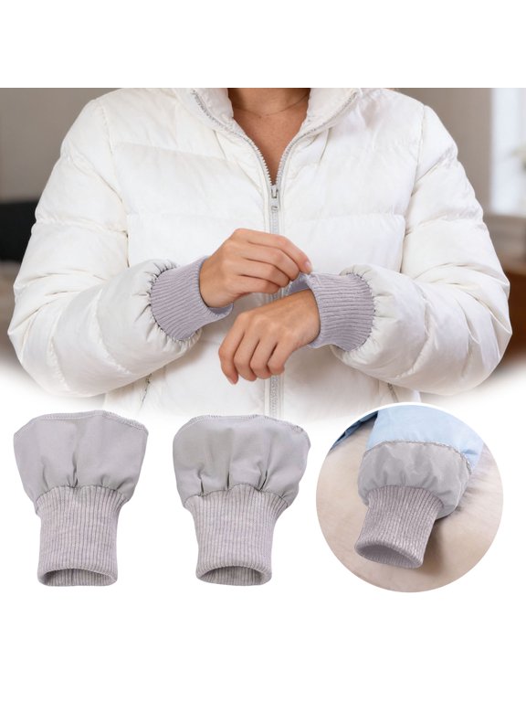 1 Pair Down Coat Windproof Cuffs, Thick Elastic Ribbed for Puffer Jacket Sleeve, Self Hand Sewing Tubular Knit Stretchy Ribbing Replacement Material for Coat, Sweatshirt, and Padded Jacket