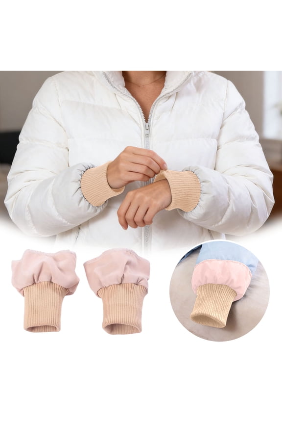 1 Pair Down Coat Windproof Cuffs, Thick Elastic Ribbed for Puffer Jacket Sleeve, Self Hand Sewing Tubular Knit Stretchy Ribbing Replacement Material for Coat, Sweatshirt, and Padded Jacket