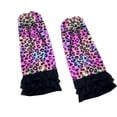 thumbnail image 1 of 1 Pair Comfortable Fleece Stackable Leg Socks With Leopards Pattern And Lace Trim Adjustable For Cold Weather Outfits, 1 of 8