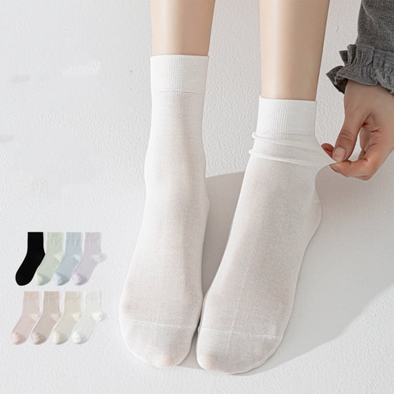1 Pair Cooling Seamless Mid-Calf Socks for Women, Lightweight Breathable Odor-Resistant Liners with Moisture-Wicking Fabric for Summer & Daily Wear Black