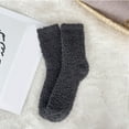 thumbnail image 1 of 1 Pair Coral Fleece Socks for Men and Women, 25 Color Options Thermal Plush Socks, Long Knit Winter Sleep Socks, Non-Shedding Soft House Socks, Cozy Floor Gripper Slipper Socks - Dark Gray, 1 of 3