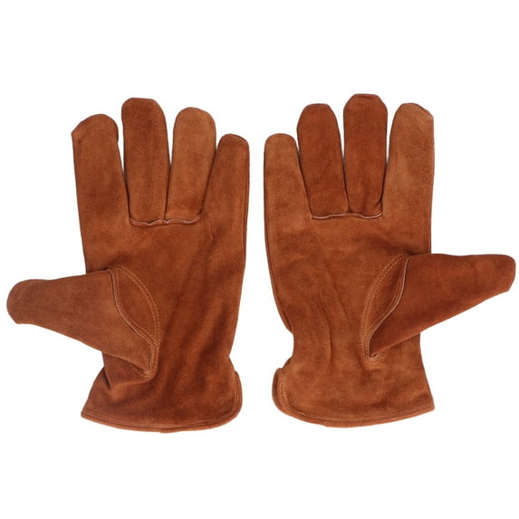 1 Pair Cowhide Work Gloves Heat Fire Resistant Forge Welding Gloves for Construction Gardening BBQBrown M