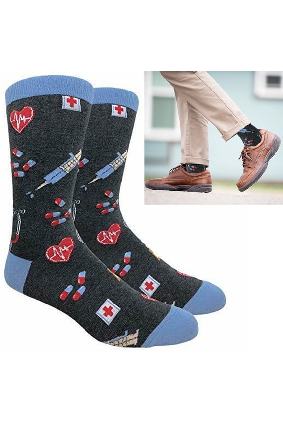 1 Pair Crew Socks Medicine Design Doctor Nurse Medical Novelty Unisex One Size