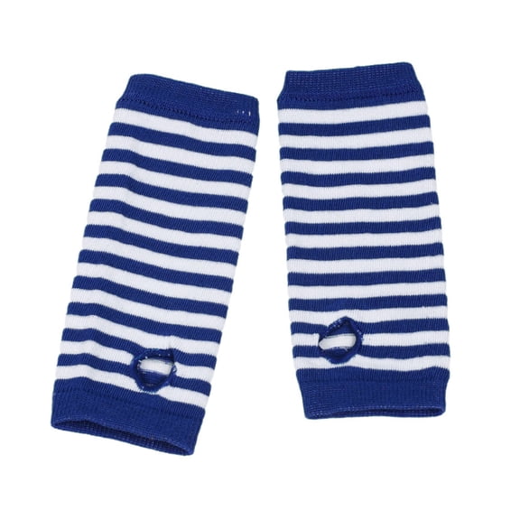 1 Pair Crochet Knit Half Mittens | Thumbhole Design, High Elasticity - Striped Print Streetwear Style Arm Wrist Gloves for Cosplay