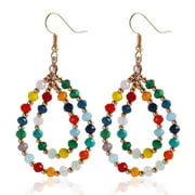 CEIATHER 1 Pair Crystals Beads Earrings Beaded Hoops Earrings Decorative Dangle Earrings for Women