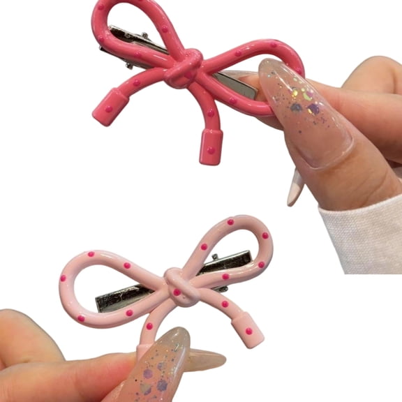 1 Pair Cute Bowknot Dot Hair Clip Adorable Girl Side Bangs Clip Aesthetic