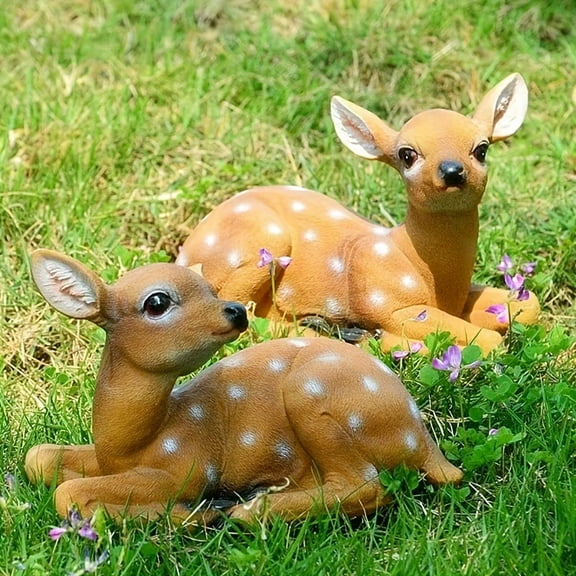 1 Pair Cute Sika Deer Statue Decorations | Simulation Animal Resin Crafts, Ideal for Outdoor Garden, Balcony, and Home Decor, Perfect Valentine'S Day Gift