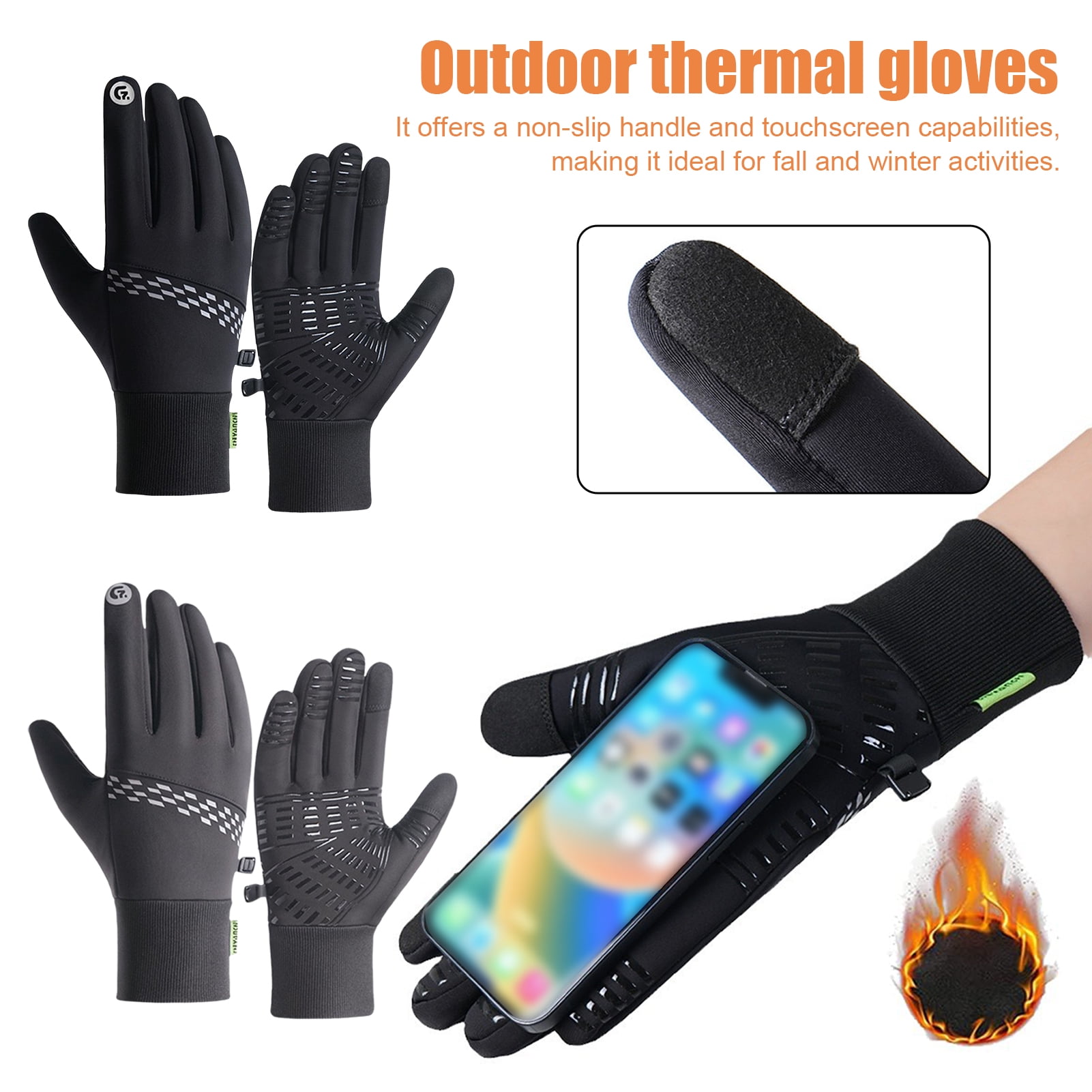 MOKANI Winter Thermal Gloves, Touch Screen Non-slip Cycling Gloves Windproof Splash-proof Running Gloves With Warm Fleece Lining For Men Women Driving - View #9