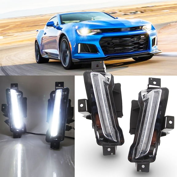 1 Pair DRL Fog Lights Daytime Running Lamp For Chevy Camaro ZL1 RS 1LT 2016-2018