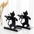 thumbnail image 1 of 1 Pair Desktop Catalogs Decorative Magazines Iron Cat Bookend Books Organizer Black Practical Non-skid Home Office Free Standing, 1 of 1
