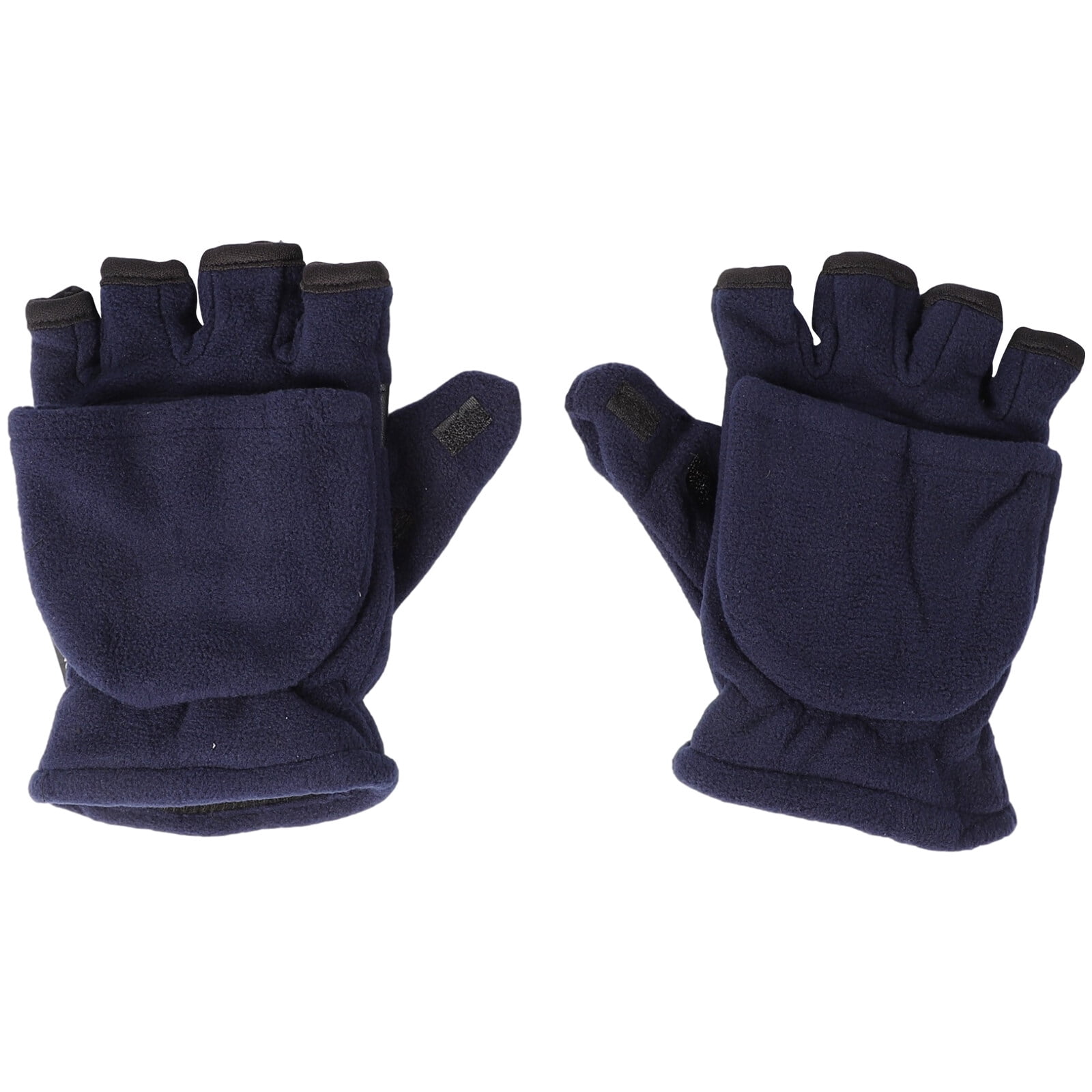 1 Pair DoubleLayer Fleece Half Finger Gloves Flap Cover Mittens for
