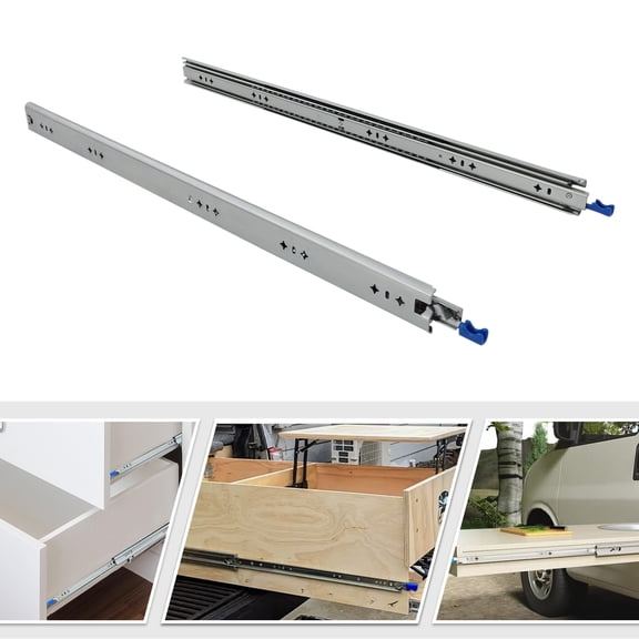 1 Pair Drawer Slides with Lock, 32" Side Mount Slides, Heavy Duty Locking Drawer Slides