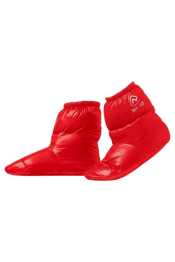 1 Pair Duck Down Slippers Warmer Socks Lightweight Booties Boots for Women Men Camping Hiking Sleep Socks indoor and outdoor Packable Comfortable socks Red M