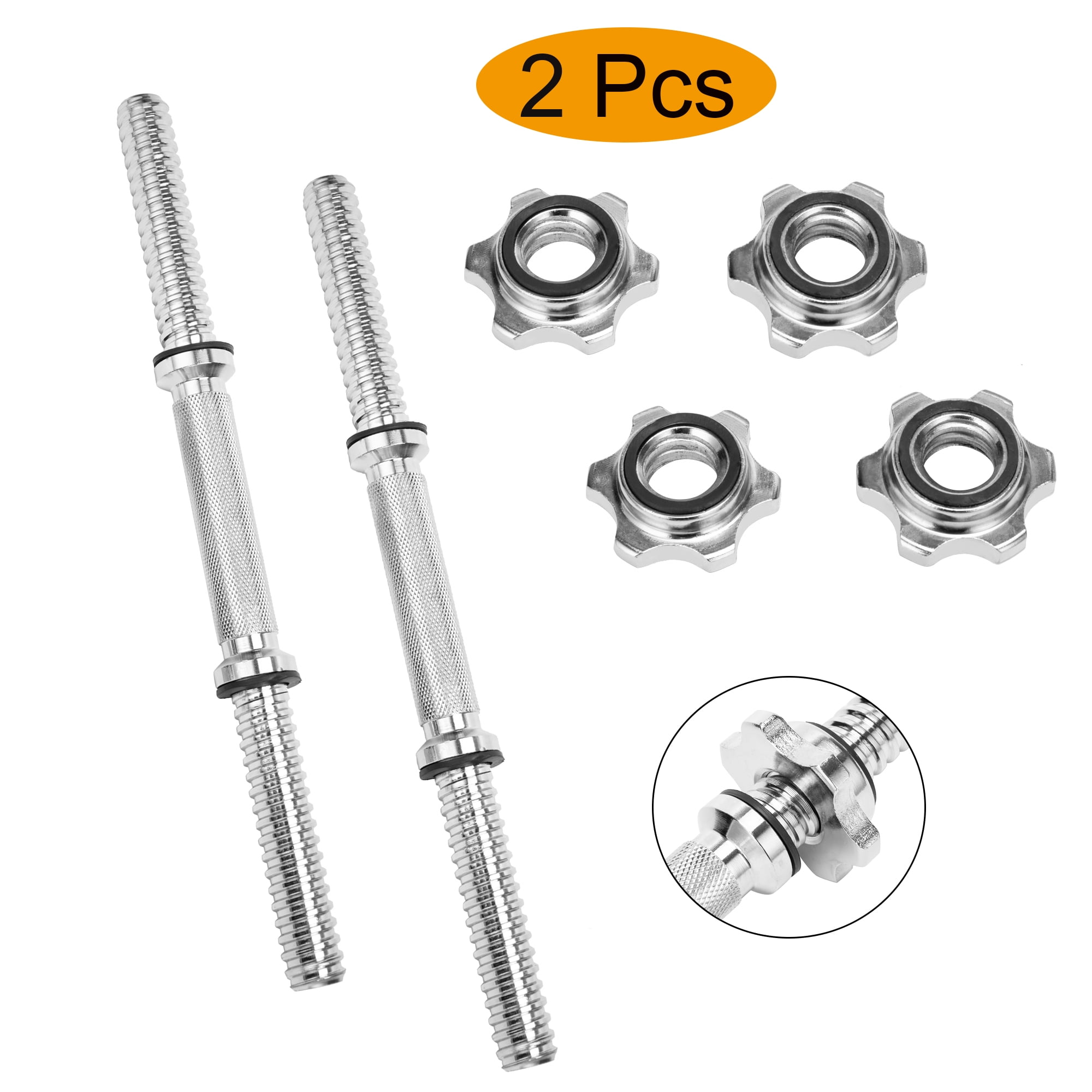 1 Pair Dumbbell Bar Soild Stainless Steel Heavy Chrome Dumbbell Bars Hex Dumbell Bars Handles Weight Lifting Standard Adjustable Threaded Dumbbell Handles 35cm/45cm/50cm