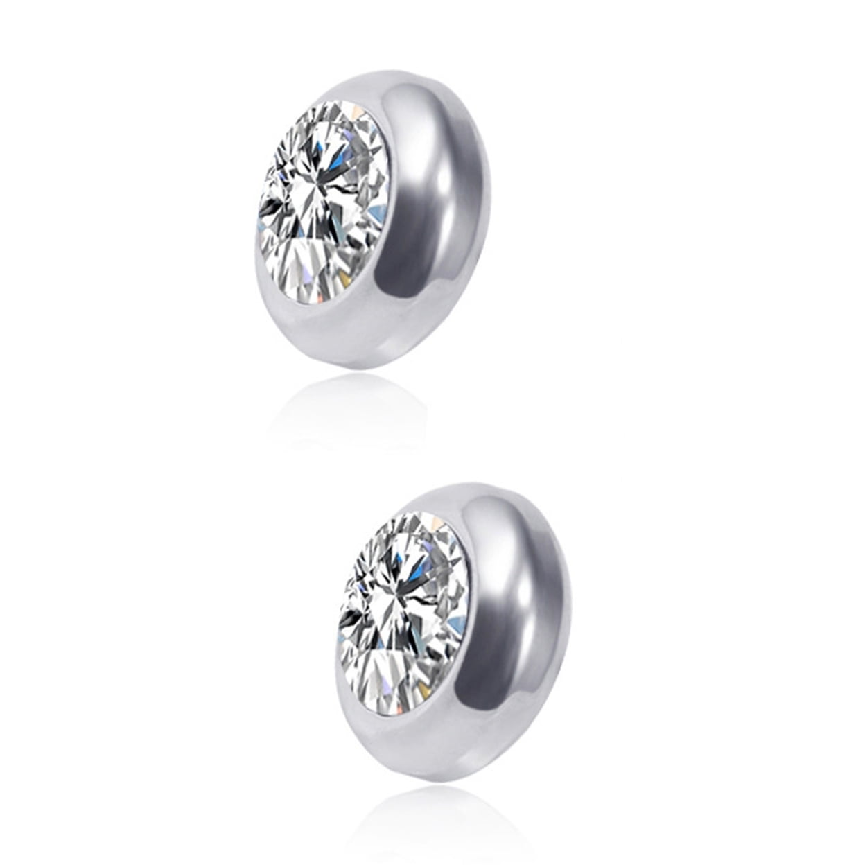 1 Pair Ear Studs NonPiercing Stainless Steel Round Colored