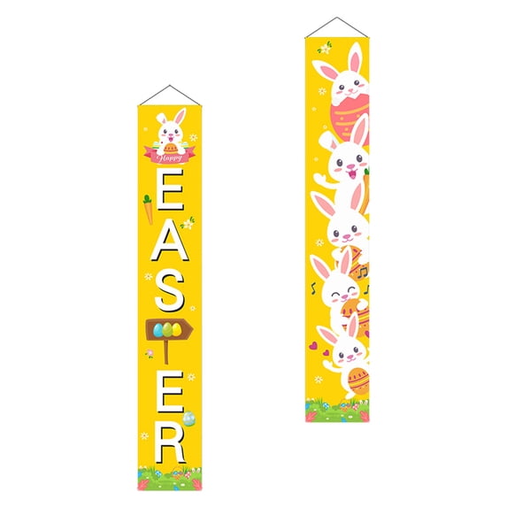 1 Pair Easter Banner Easter Decoration Easter Door Couplets Easter Welcome Banner Door Sign