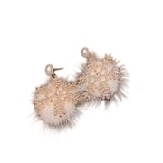 1 Pair Elegant Gold Christmas Snowflake Plush Earrings for Festival Season Metal Texture Suitable for Own Adornment
