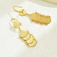 thumbnail image 1 of 1 Pair Elegant Vintage Brass Coin Flat Round Tassel Hoop Earrings Real 18K Gold Plated 1.97x0.51 Inch Gold, 1 of 4