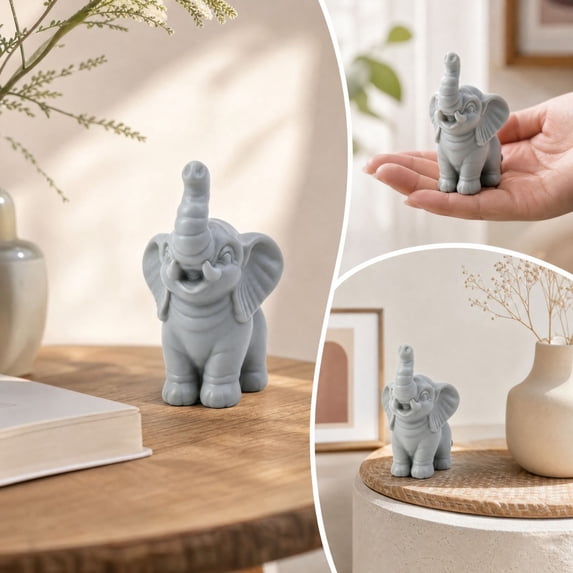1 Pair Elephant Decor Figurine Resin Elephants Statue Decor for Home Office Bookshelf Stand Shelf Living Room Bedroom Decorations Gifts for Women Mom