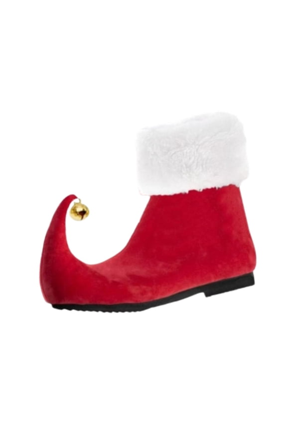 1 Pair Elf Feet Slippers Costume Boots with Bells PU Frosted for Men Women Christmas Halloween Celebrations