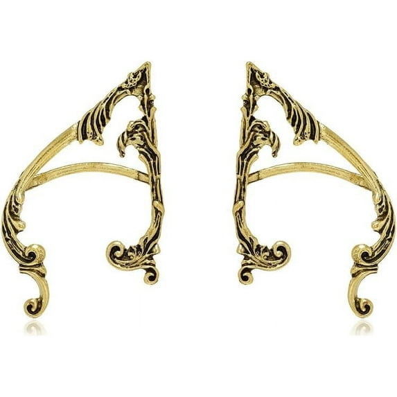 1 Pair Elven Ear Cuffs Wrap Earring Vintage Elf Clip on Cartilage Climber Crawler Earrings for Women Retro Statement Costume Cosplay Accessories Jewelry