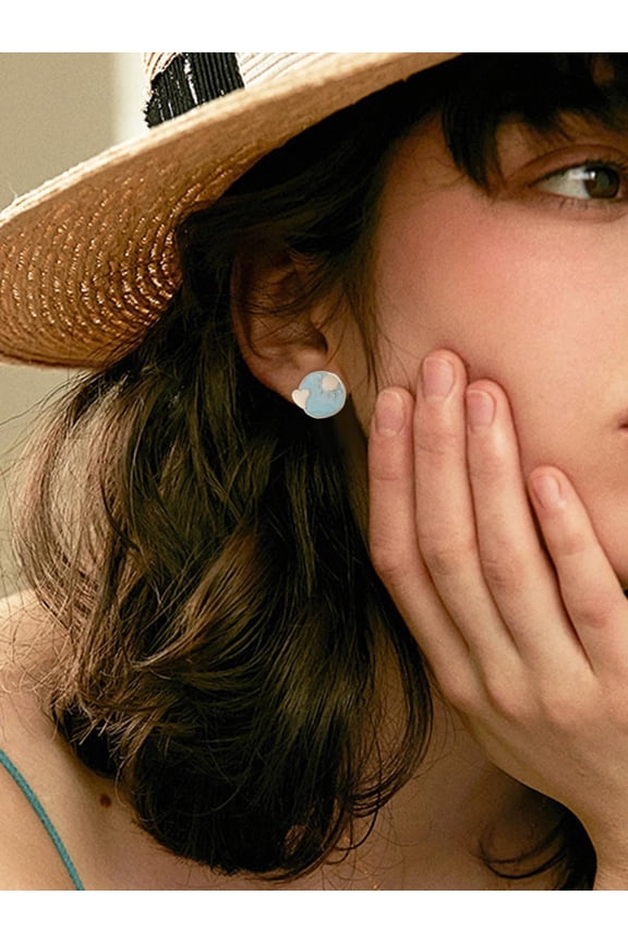 1 Pair Enamel Moon Star Asymmetrical Earrings Alloy Stud Earrings with 925 Sterling Silver Pins Party Prom Everyday Illusion Jewelry for Women Birthday Party Festival Elegant Jewelry Gifts for diy