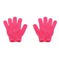 1 Pair Exfoliating Gloves - Premium Scrub Wash Mitt for Bath or Shower - Luxury Spa Exfoliation Accessories For Men and Women, 5.9x7.28 Inch, Hot Pink