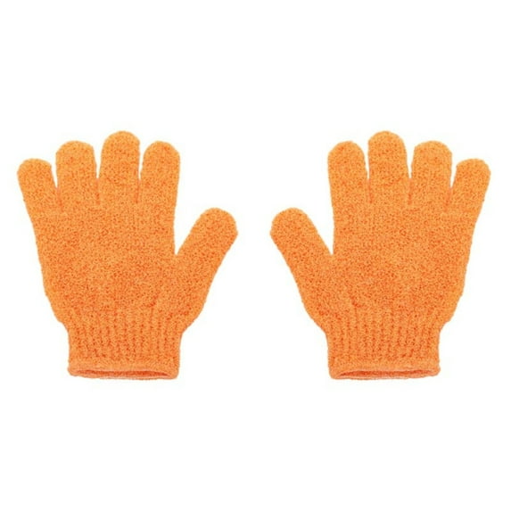 1 Pair Exfoliating Gloves - Premium Scrub Wash Mitt for Bath or Shower - Luxury Spa Exfoliation Accessories For Men and Women, 5.9x7.28 Inch, Orange