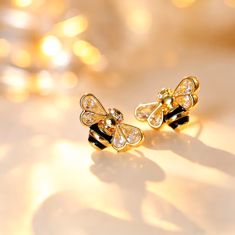1 Pair Exquisite Enamel Bee Earrings, Cute & Elegant Temperament Jewelry, Perfect Birthday, Valentine's, Christmas, Mother's Day & Graduation Gift for Women