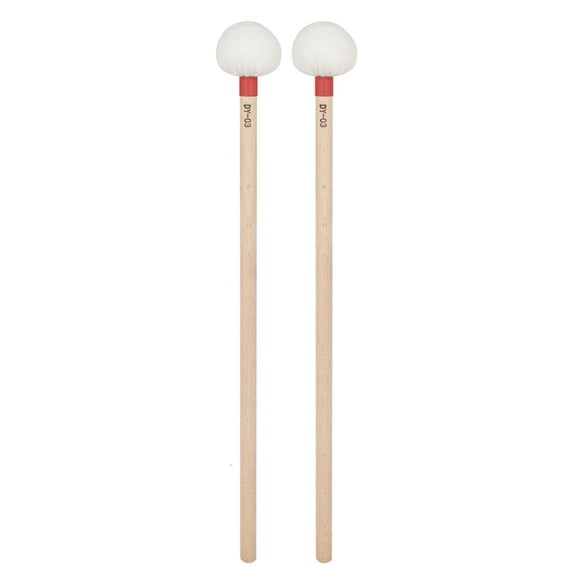 1 Pair Felt Head Timpani Mallet Drumstick Wood Handle Percussion Band Stick Marchings Snares Drum Stick Hammer