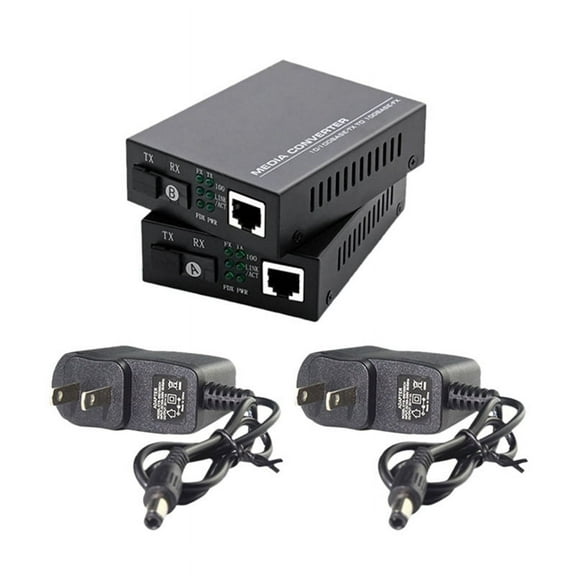 1 Pair Fiber Transceiver 100Mbps 20KM Single Mode Single Fiber SC Gigabit Media Converter 1310/1550nm US Plug