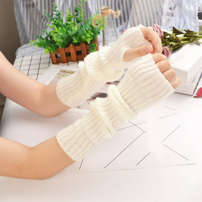 1 Pair Finger Gloves Soft Breathable Fashion Comfortable Multicolor Keep Warmth Knitting Cloth Thumb Holes Wome