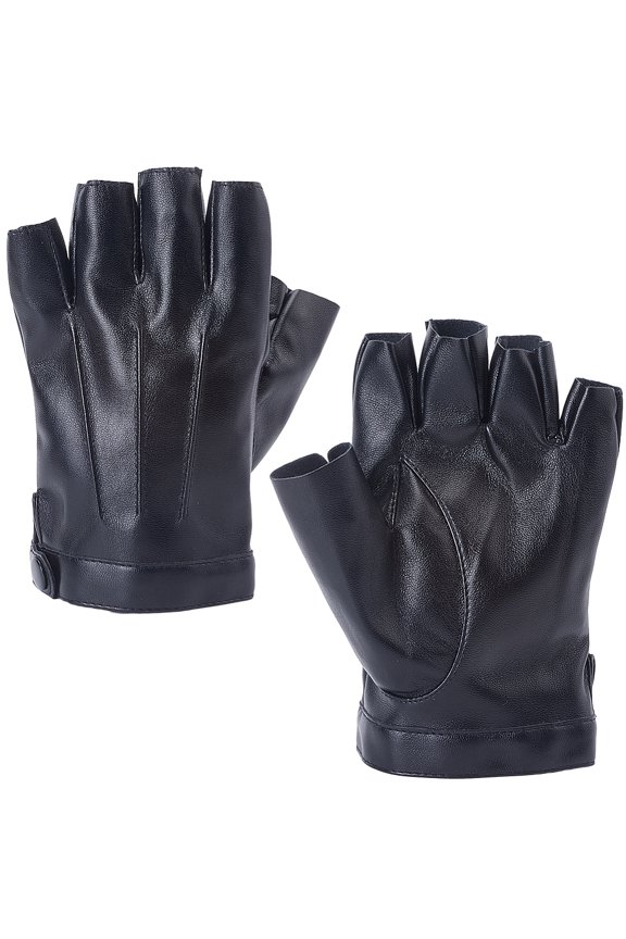 1 Pair Fingerless Driving Punk Gloves Men PU Leather Half Finger Mittens Steampunk Gothic Retro Leather Palm Motorcycle Hand Gloves diy