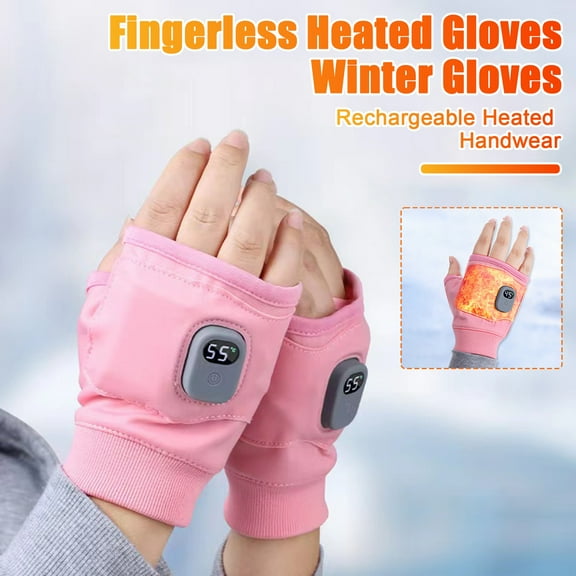 1 Pair Fingerless Heated Gloves Fast Heating Sustained Warmth Solid Color Adjustable Rechargeable Electric Heated Riding Gloves