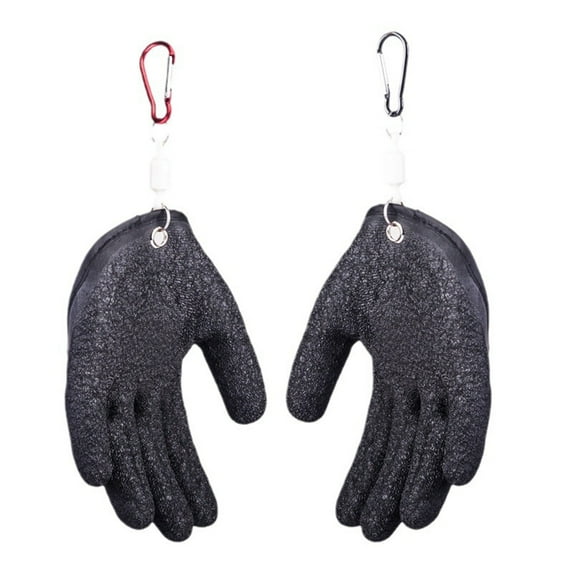 1 Pair Fish Catching Gloves with Release Carabiner High Strength Anti-Slip Puncture Proof Fishing Gloves Fishing Accessories