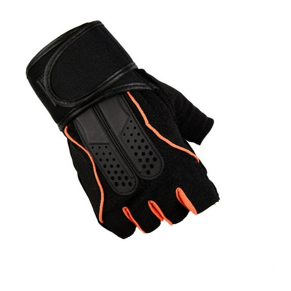 1 Pair Fitness Gym Workout Gloves,Ventilated Weight Lifting Gym Workout Gloves with Wrist Wrap Support for Men and Women,Full Palm Protection,for Weightlifting,Training,Fitness,Hanging(Z1-Orange1)