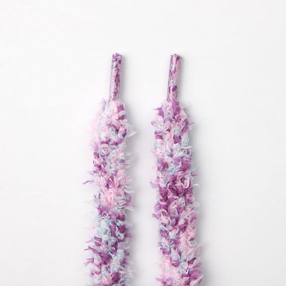 1 Pair Flat Fuzzy Shoe laces: 1.3CM Soft Wide Colorful Plush Shoelaces for Sneakers Athletic - 47 inch / 120CM