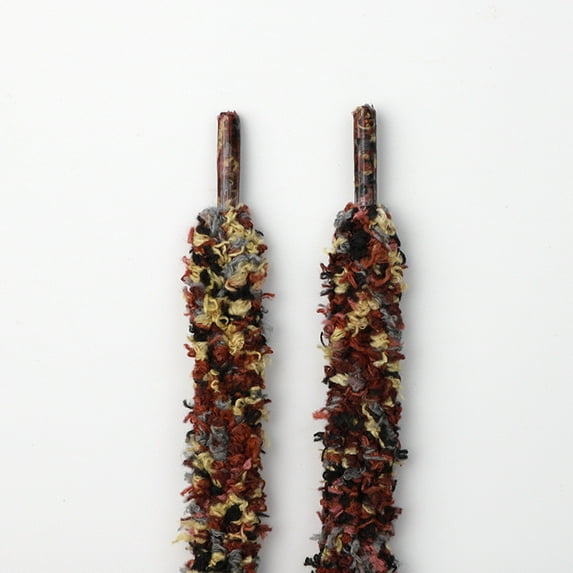 1 Pair Flat Fuzzy Shoe laces: 1.3CM Soft Wide Colorful Plush Shoelaces for Sneakers Athletic - 47 inch / 120CM