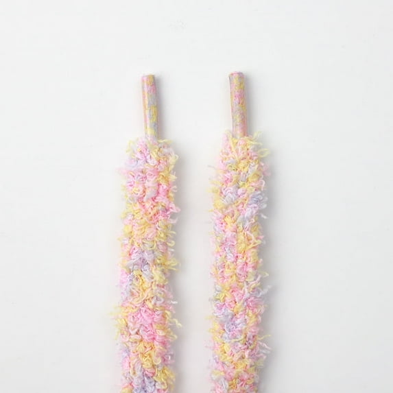 1 Pair Flat Fuzzy Shoe laces: 1.3CM Soft Wide Colorful Plush Shoelaces for Sneakers Athletic - 47 inch / 120CM