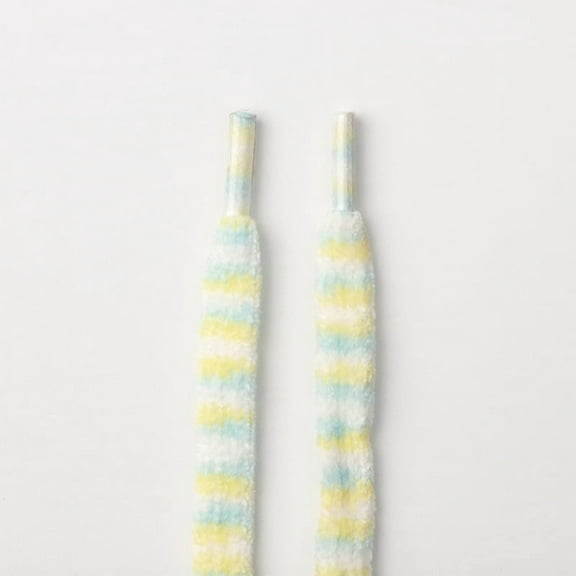 1 Pair Flat Stripe Fuzzy Shoe laces: 1.3CM Soft Wide Plush Shoelaces for Sneakers Athletic - 47 inch / 120CM