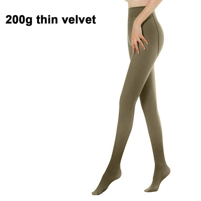 Fleece Lined Tights Women Winter Sheer Warm Pantyhose Footless Tights Black