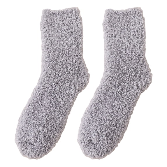 1 Pair Floor Socks Striped Fuzzy Stretchy Soft Mid-calf Cold Resistant Comfortable Winter Thermal Women Indoor Home Slipper Sleeping Socks for Daily Wear,Grey