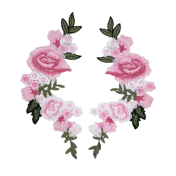 1 Pair Flower Embroidered Applique Sew On Patches for Dress Clothes Jeans Jackets Bags Repairing Art Craft Decoration