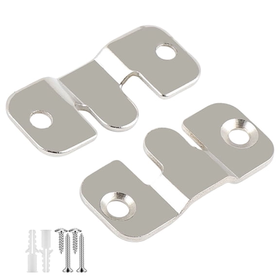1 Pair Flush Mount Bracket, Metal Interlock Hanging Buckle, Wall Mounting Brackets with Screws and Expansion Tube, Heavy Duty Picture Frame Hanger Hook for Display Art Gallery, 1.73x0.74 inch
