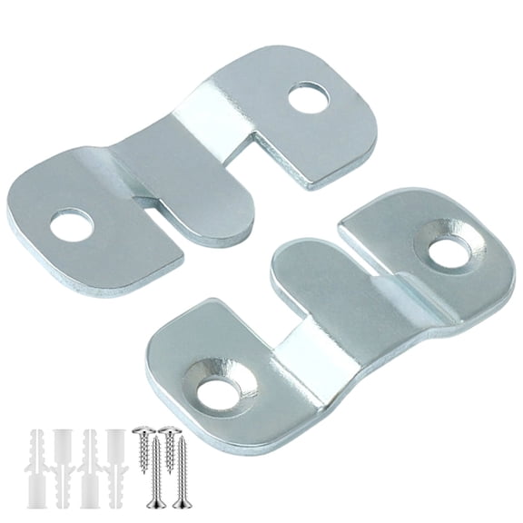 1 Pair Flush Mount Bracket, Metal Interlock Hanging Buckle, Wall Mounting Brackets with Screws and Expansion Tube, Heavy Duty Picture Frame Hanger Hook for Display Art Gallery, 1.73x0.74 inch