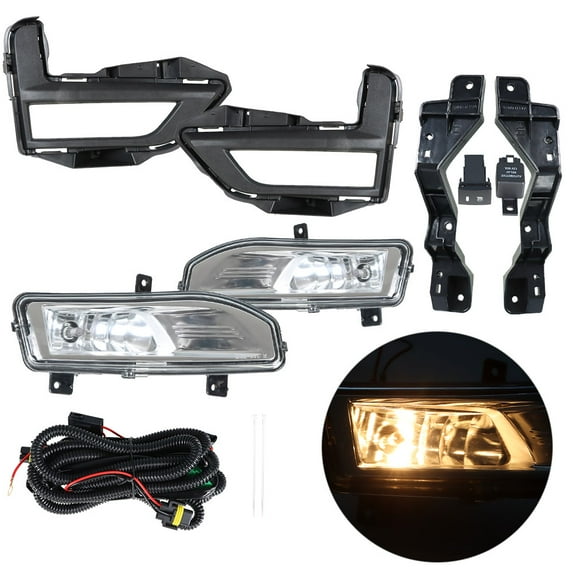 1 Pair Fog Lights Replacement for 2017-2020 Nissan Rogue S SL SV Hybrid Fog Driving Lights Switch Bezel Wires Clear Lens Fog Lights