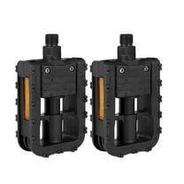 1 Pair Folding Bike Pedals Non Slip Flat Wide Platform Mountain Bike Pedals with Reflective Strips Universal Outdoor Cycling Accessory Black