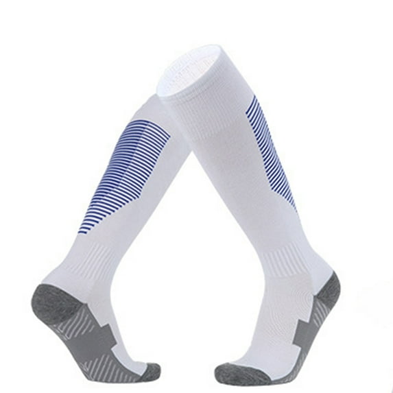 1 Pair Football Socks Soft Elastic Breathable Sweat Absorption Knee High Kids Youth Softball Socks Sports Socks-One Size,Blue & White,Kid