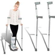 1 Pair Forearm Crutches for Adults, Youth, Adjustable Arm Crutch, Lightweight Aluminum Crutches with Non-Skid Rubber Tips, Ergonomic Comfortable Crutches with Cuffs for Walking