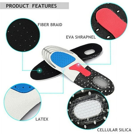 1 Pair Free Size Unisex Gel Orthotic Sport Shoe Pad Arch Support Insoles Insert Cushion